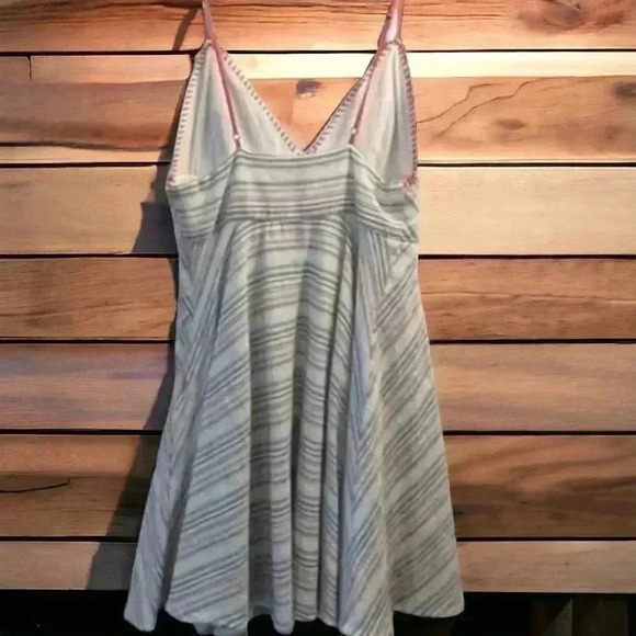 Paper Crane S Small Pastel Striped V-Neck Sundress Mini Dress Summer Casual - Picture 3 of 5